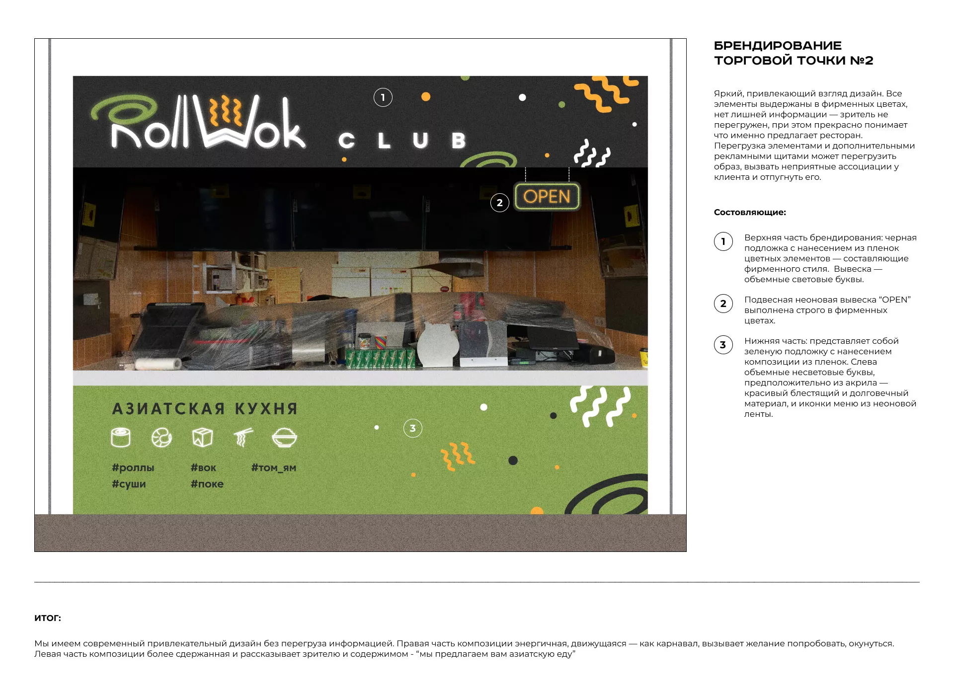 Брендирование торговых точек суши-бара «Roll Wok Club» в Лермонтове